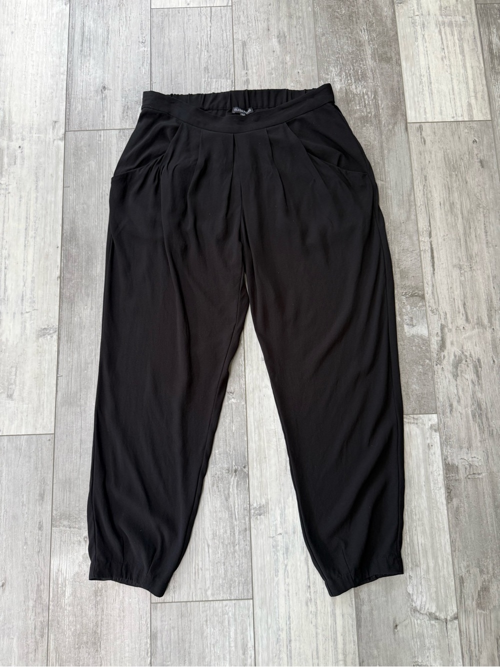 Eileen Fisher Black Silk Georgette Pleated Jogger Pants | Size S